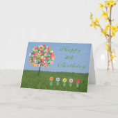 Carte d'anniversaire avec Bubblegum Tree 9 ans. Vi (Fleur jaune)