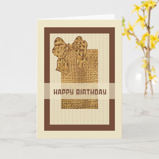 Carte d'anniversaire avec Burlap Design (Fleur jaune)