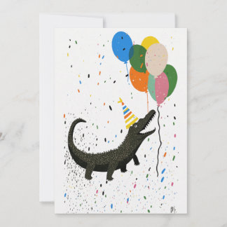 Carte d'anniversaire avec carte de voeux Crocodile