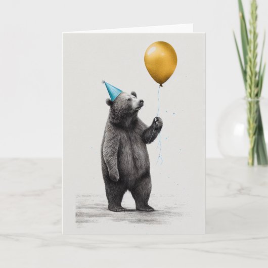 Carte d'anniversaire avec carte de voeux d'ours (Devant)