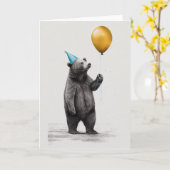 Carte d'anniversaire avec carte de voeux d'ours (Fleur jaune)