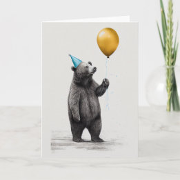 Carte d'anniversaire avec carte de voeux d'ours