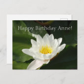 Carte d'anniversaire avec carte postale de fleur d (Devant / Derrière)