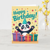 Carte d'anniversaire avec chapeau de fête (Fleur jaune)
