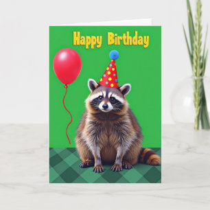 Carte d'anniversaire avec chapeau de fête en bois