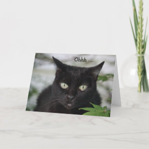 Carte d'anniversaire avec chat noir mignon