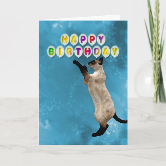 Carte d'anniversaire avec chats siamois (Devant)