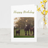 carte d'anniversaire avec chevaux et tracteur (Fleur jaune)