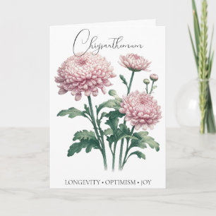 Carte d'anniversaire avec chrysanthème, fleur de n