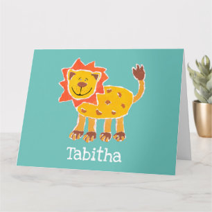 Carte d'anniversaire avec collage de lion personna
