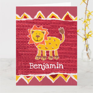 Carte d'anniversaire avec collage de lion personna