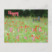 Carte d'anniversaire avec coquelicots et fleurs sa (Devant)