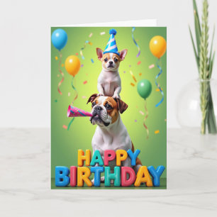 Carte d'anniversaire avec corne de fête pour chiot