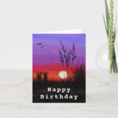 Carte d'anniversaire avec coucher de soleil romant (Devant)