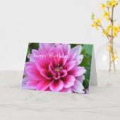 Carte d'anniversaire avec dahlia rose et blanc (Fleur jaune)