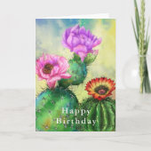 Carte d'anniversaire avec de belles fleurs de cact (Devant)