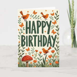 Carte d'anniversaire avec décoration dessinée à la