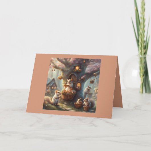 Carte d'anniversaire avec des écureuils et des fle (Devant)