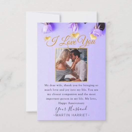 Carte d'anniversaire avec des fleurs violettes pou (Devant)