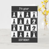 Carte d'anniversaire avec design d'échecs (Fleur jaune)