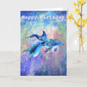 Carte d'anniversaire avec Dolphin Couple - Personn (Fleur jaune)