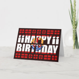 Carte d'anniversaire avec drapeau de Polynésie fra