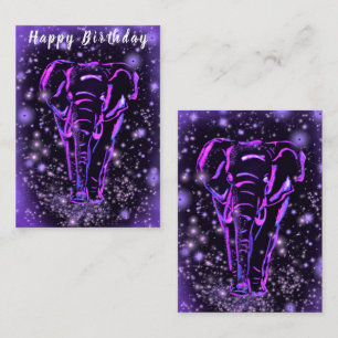 Carte d'anniversaire avec éléphant dans la nuit ét