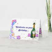 Carte d'anniversaire avec éléphants roses qui aime (Devant)