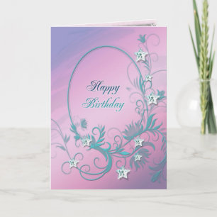 Carte d'anniversaire avec étoiles en diamant
