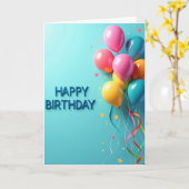Carte d'anniversaire avec explosion de ballons (Fleur jaune)