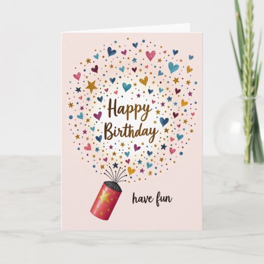 Carte d'anniversaire avec explosion de confettis j (Devant)