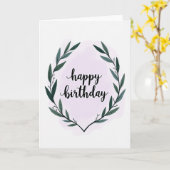 Carte d'anniversaire avec feuillage doux (Fleur jaune)
