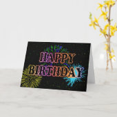 Carte d'anniversaire avec feux d'artifice (Fleur jaune)