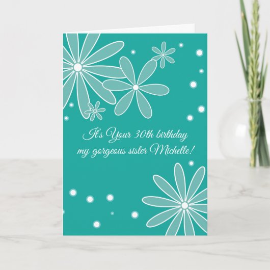 Carte d'anniversaire avec Fleur Turquoise (Devant)