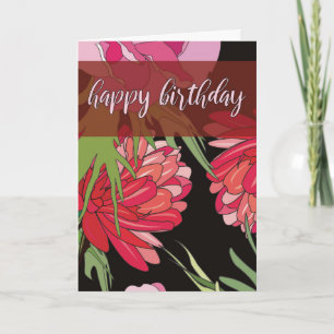 Carte d'anniversaire avec fleurs dessin animé pers
