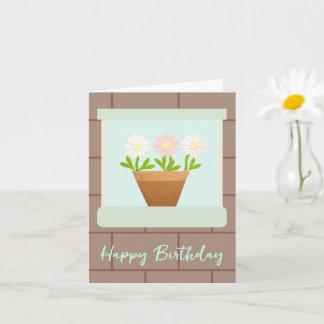 Carte d'anniversaire avec fleurs en papier à la fe