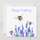 Carte d'anniversaire avec fleurs et abeilles de pr (Devant)