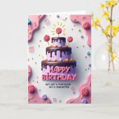 Carte d'anniversaire avec gâteau à étincelles (Fleur jaune)