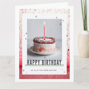 carte d'anniversaire avec gâteau blanc