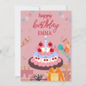 Carte d'anniversaire avec gâteau et cadeaux – Élég (Devant)