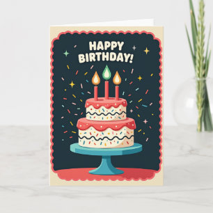 Carte d'anniversaire avec gâteau et paillettes