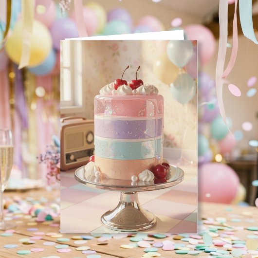 Carte d'anniversaire avec gâteau fantaisiste paste