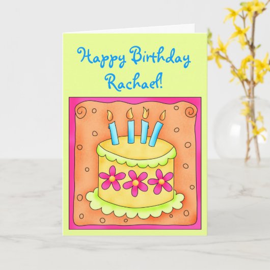 Carte d'anniversaire avec gâteau jaune (Fleur jaune)