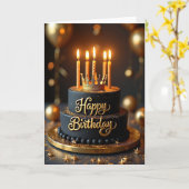 Carte d'anniversaire avec gâteau opulent (Fleur jaune)