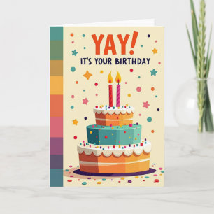 Carte d'anniversaire avec gâteau Yay