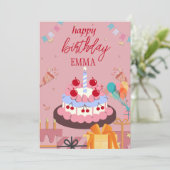 Carte d'anniversaire avec gâteaux et cadeaux - Ele (Debout devant)