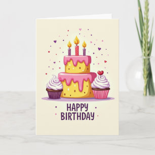 Carte d'anniversaire avec glaçage rose