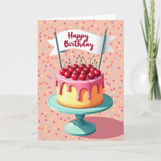 Carte d'anniversaire avec glaçage rose (Devant)