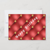 Carte d'anniversaire avec Gold Red Diamonds Tufted (Dos)
