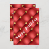 Carte d'anniversaire avec Gold Red Diamonds Tufted (Devant / Derrière)